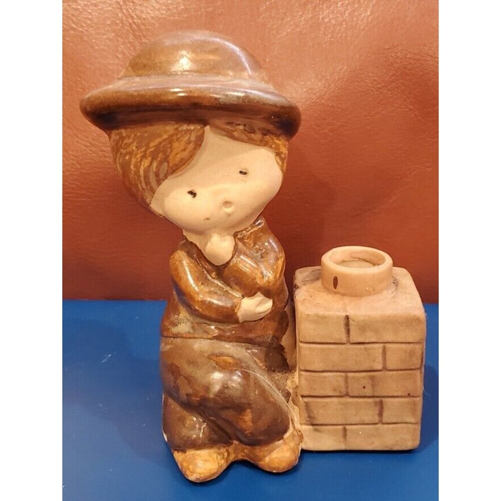 Vintage UCTCI Japan Brown Sitting Boy Figurine